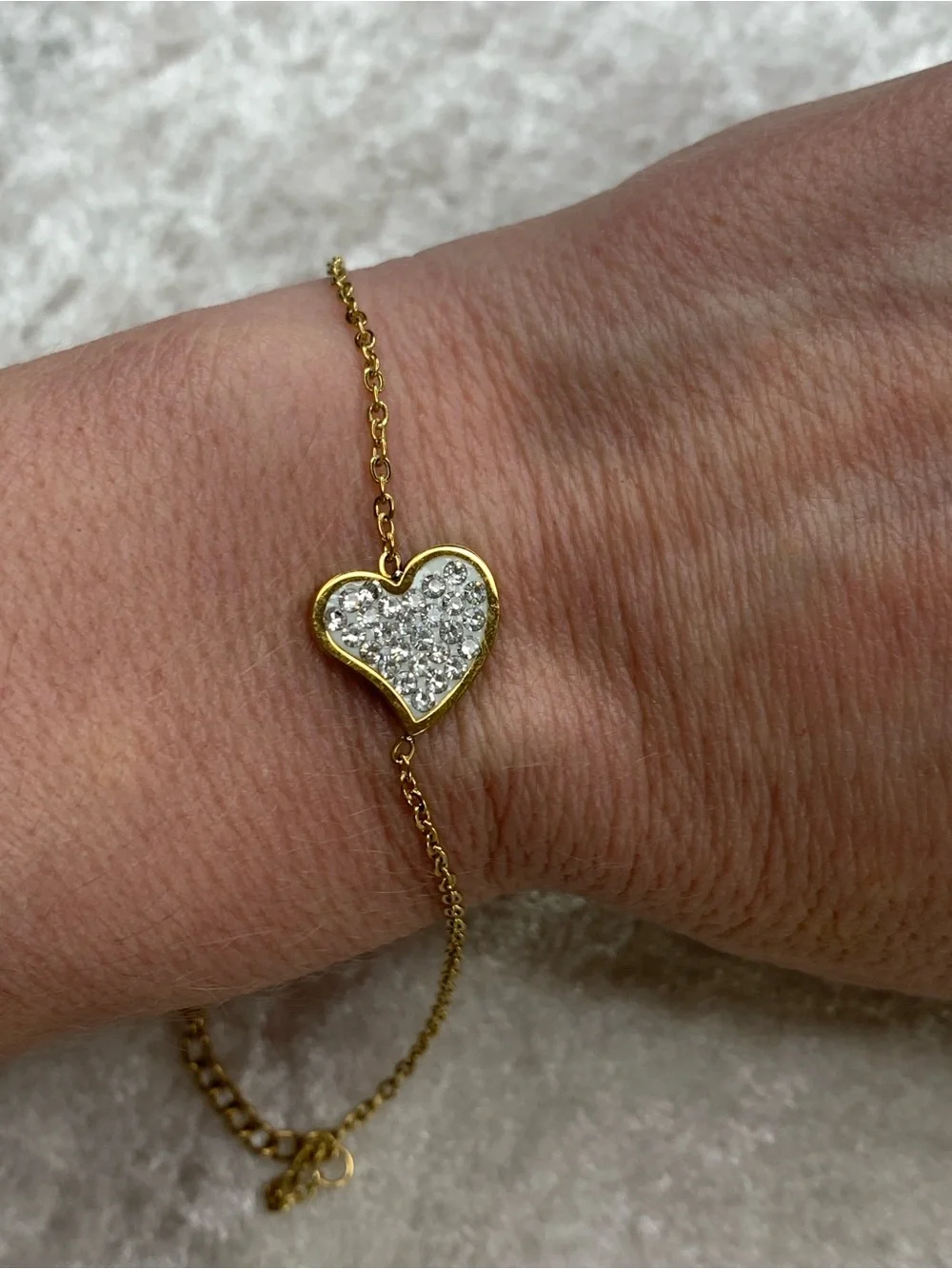 NWOT 18KGold layered/bonded CZ Heart l necklace/bracelet & earring set